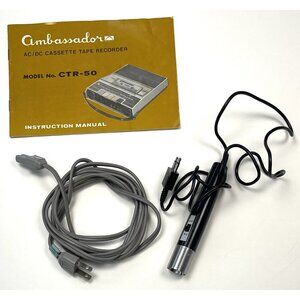 VTG AMBASSADOR Model CTR-50 Cassette Recorder Replacement POWER CORD MIC MANUAL